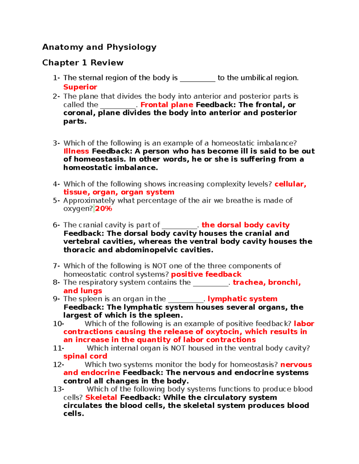 Anatomy and Physiology: Chapter 1 Review Guide (Guide: AP101) - Studocu
