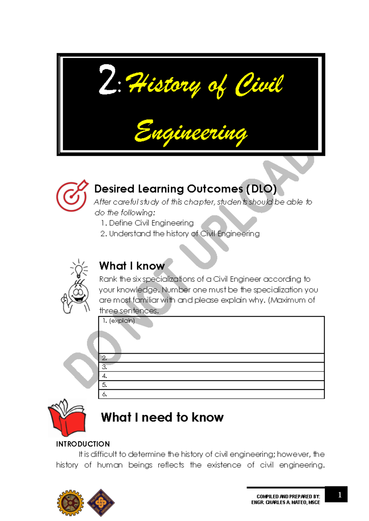 Chapter 2: Overview of Civil Engineering History and Evolution (CE 100 ...