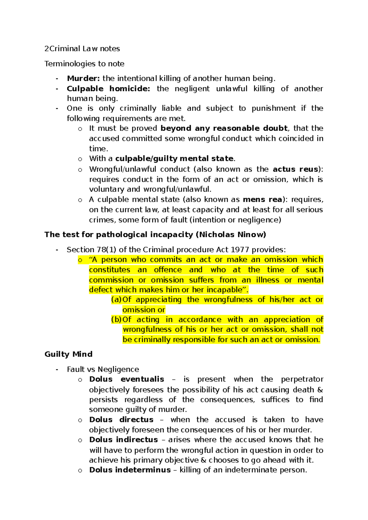 Criminal Law Notes: Key Terminologies and Concepts Explained - Studocu