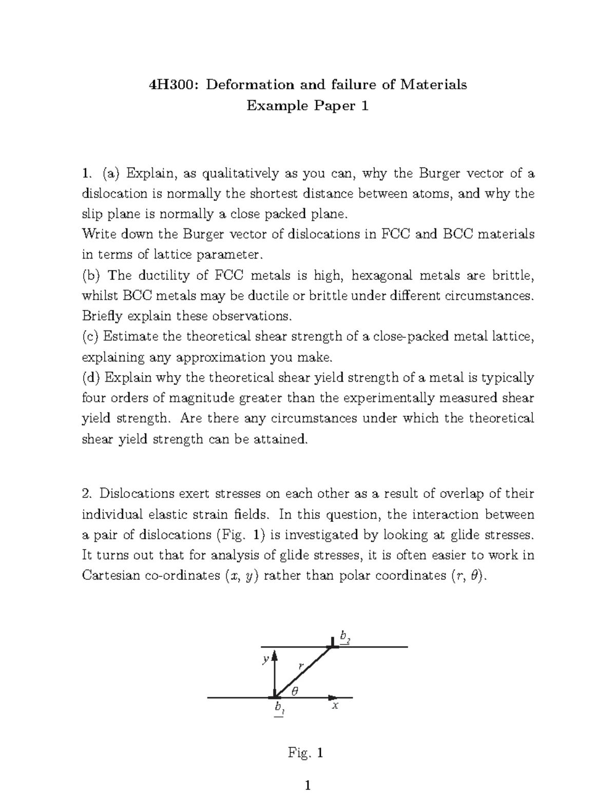 4H300: Handout on Deformation and Failure Mechanisms of Materials - Studocu