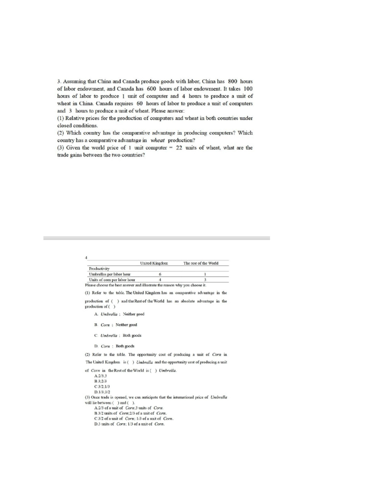 ECO 101 - Q1: Comparative Advantage & Trade Gains Analysis - Studocu