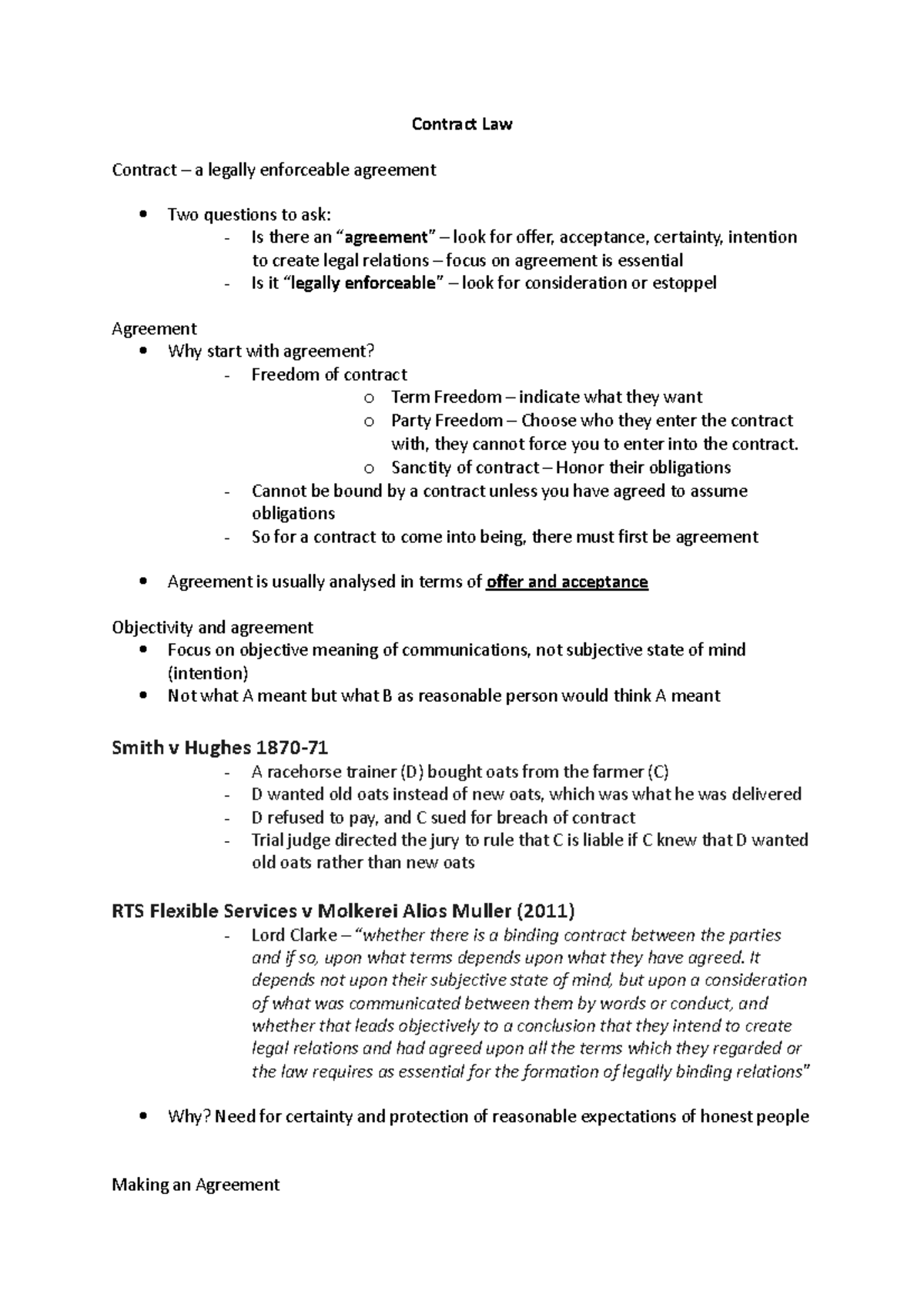 Contract Law (LAW101) - Understanding Offer and Acceptance Principles ...