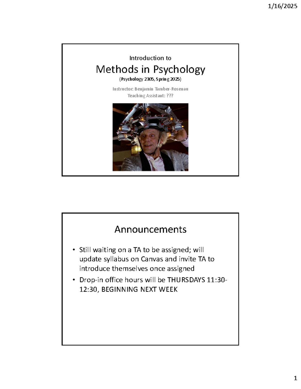 Introduction to Methods in Psychology - PSY 2305, Spring 2025 Lecture ...
