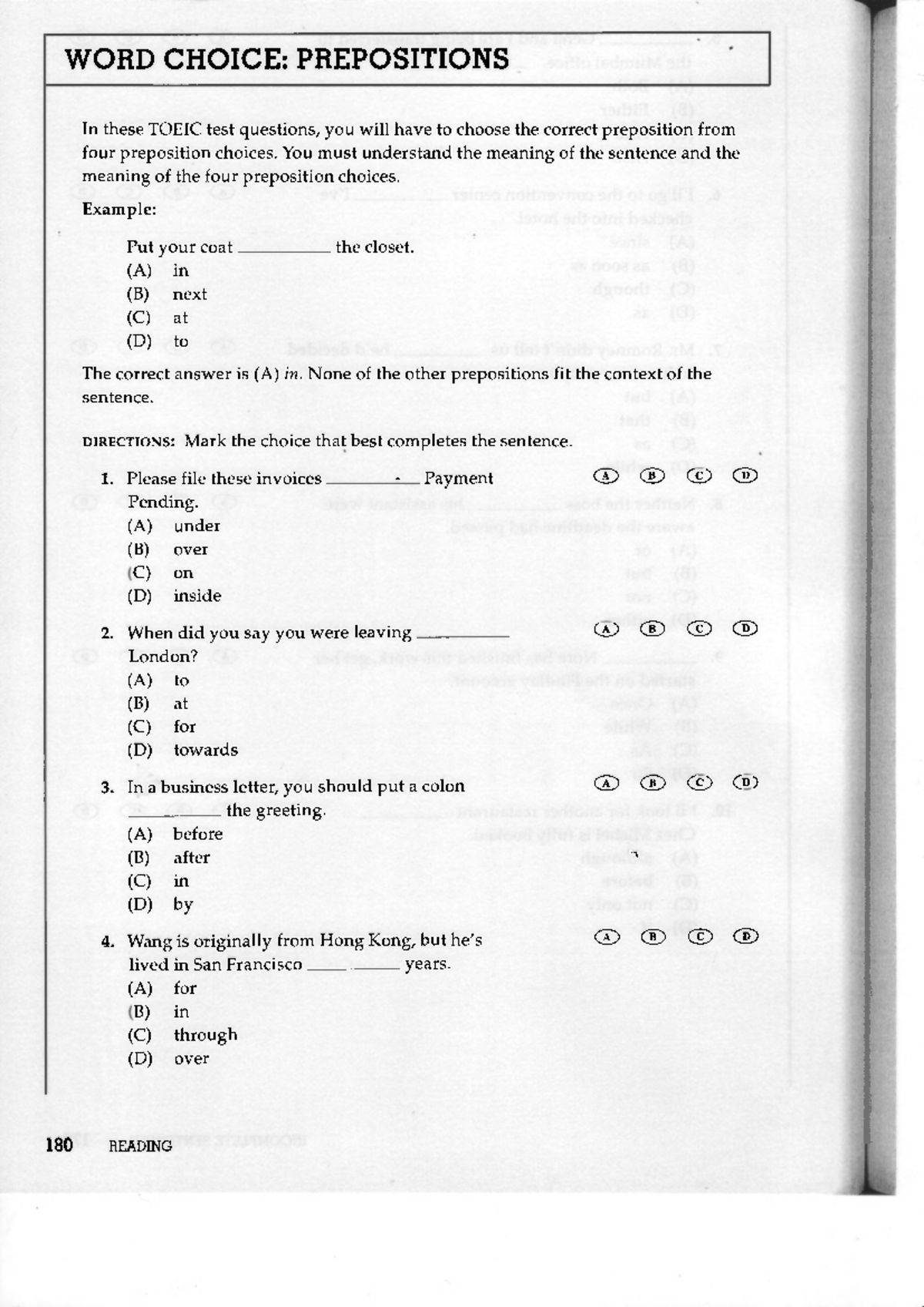 Lession 6 Preposition - DCVD - WORD CHOICE: PREPOSITIONS In these TOEIC ...