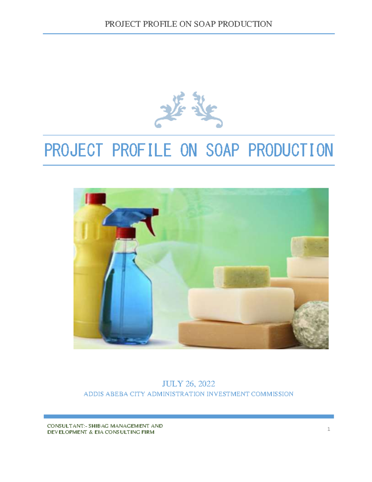 Feasibility Study on Soap Production Project in Addis Ababa - Studocu