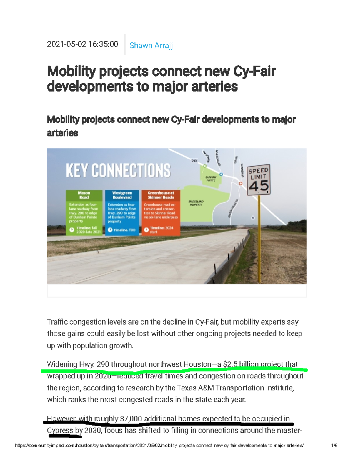 SSTU: Mobility Projects Linking Cy-Fair Developments to Major Arteries ...