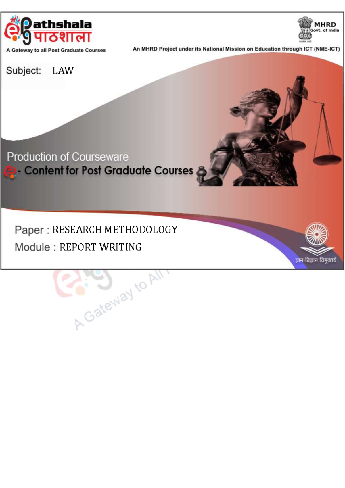MHRD XVI Module: Legal Report Writing in Research Methodology - Studocu