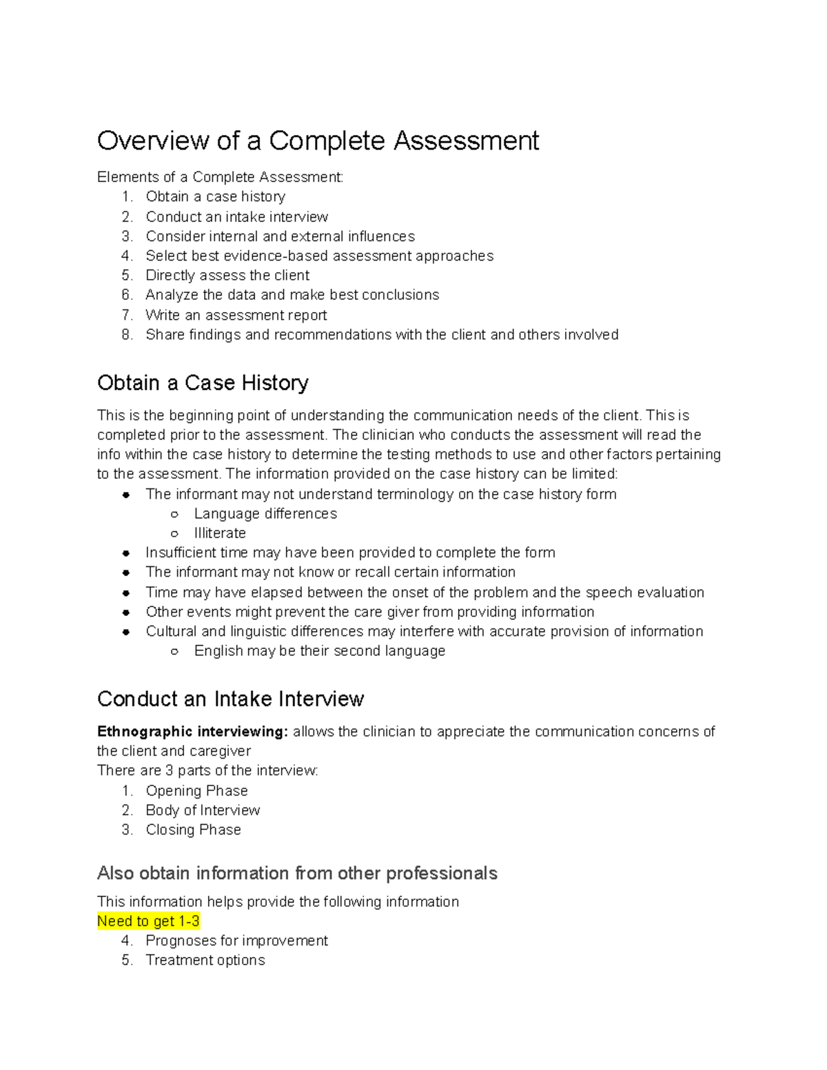 Assessment Notes Exam 2: Key Elements of Client Evaluation - Studocu