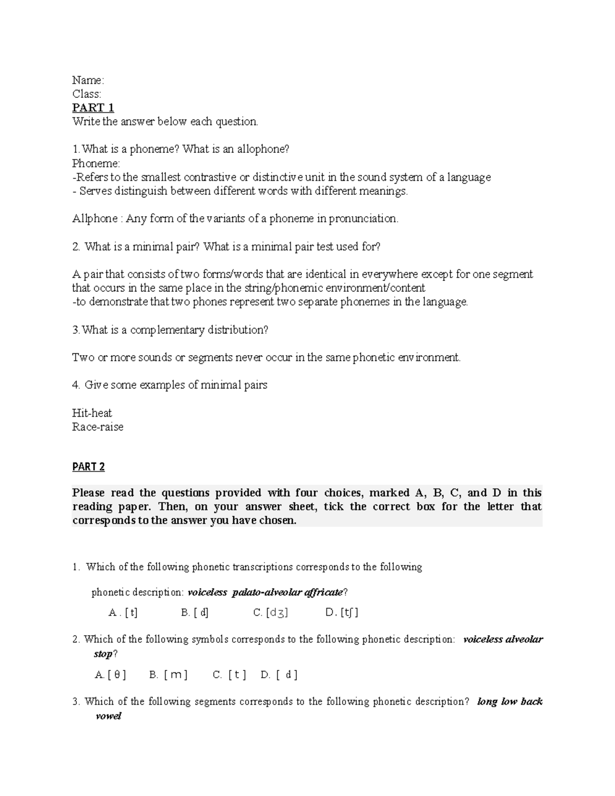 Phonetics and phonology assignment 7: Understanding phonemes and ...