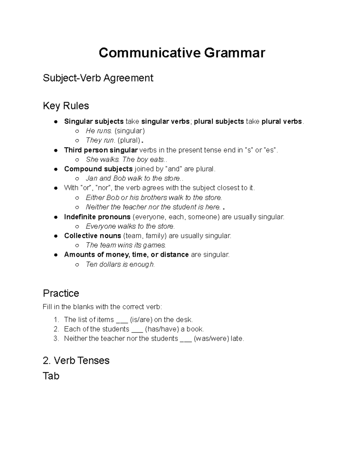 Communicative Grammar Agreement Rules - Key Concepts & Practice - Studocu