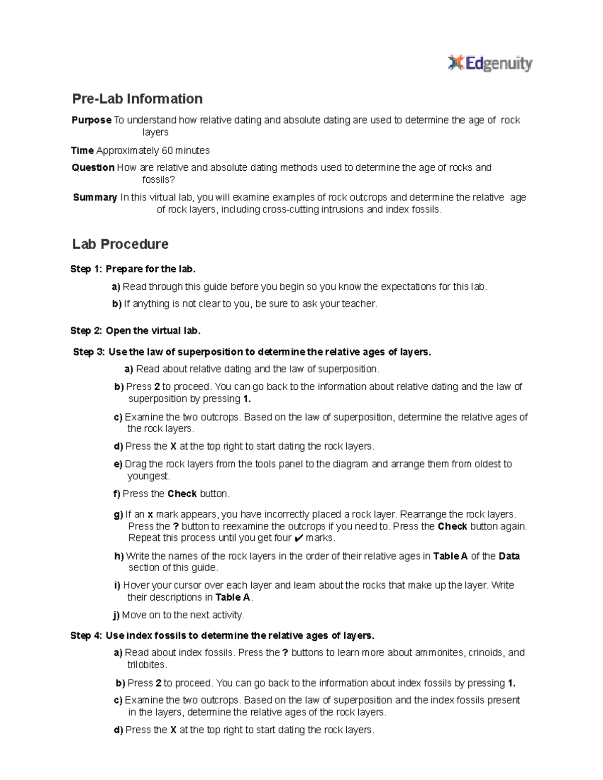 Virtual Lab: Relative & Absolute Dating Guide (Course Code: 2) - Studocu