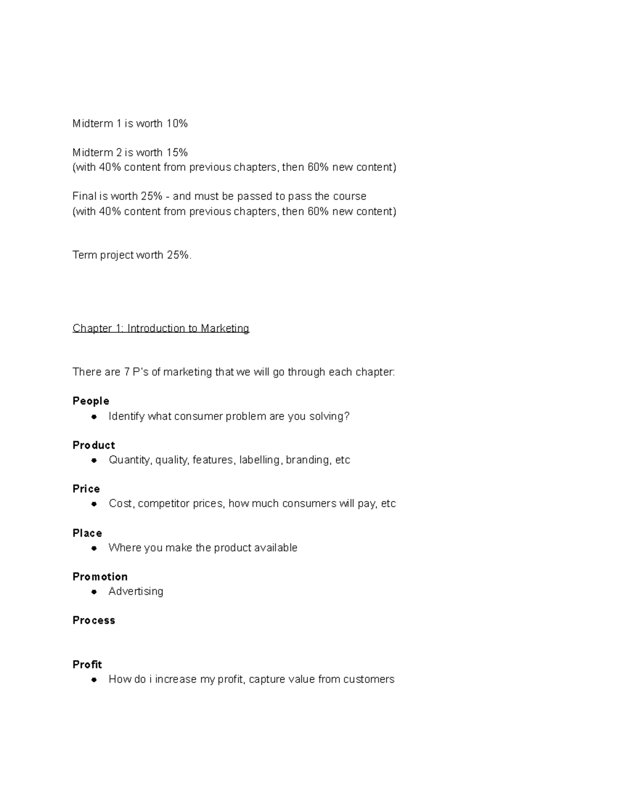 Bus 120 Midterm 1 Study Notes: Key Concepts in Marketing - Studocu
