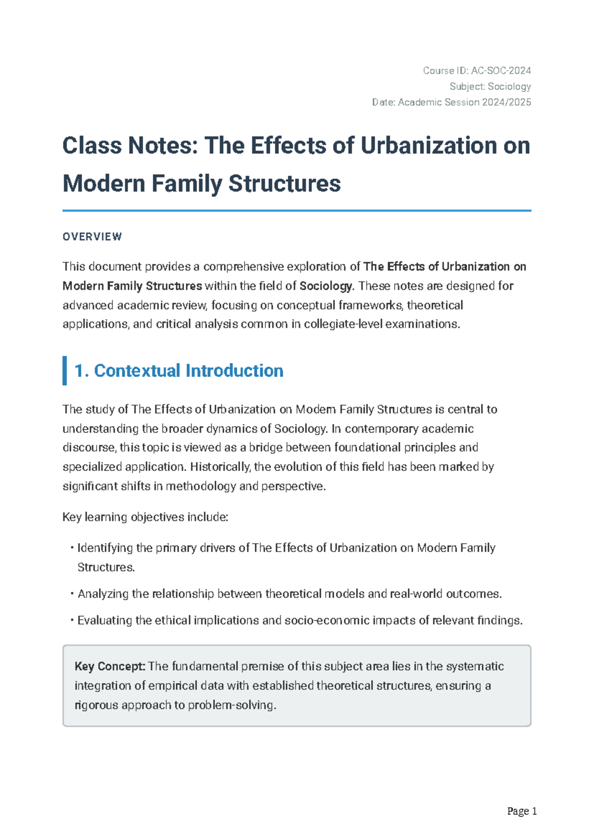 Sociology 06 Class Notes: Urbanization's Impact on Family Structures ...