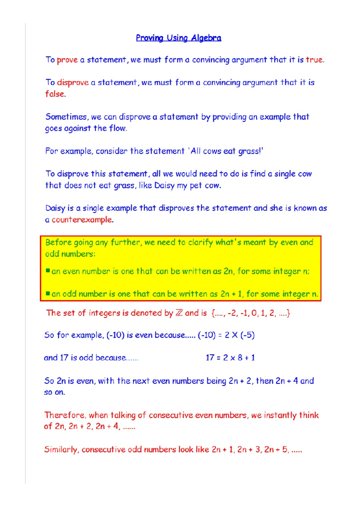 Proving Using Algebra: Practice Problems and Examples - Studocu