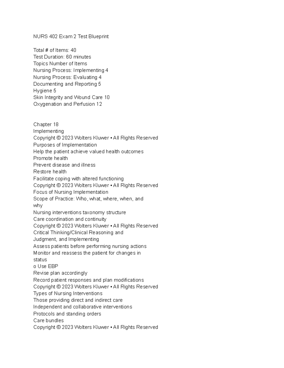NURS 402 Exam 2 - Comprehensive Study Guide & Key Notes - Studocu