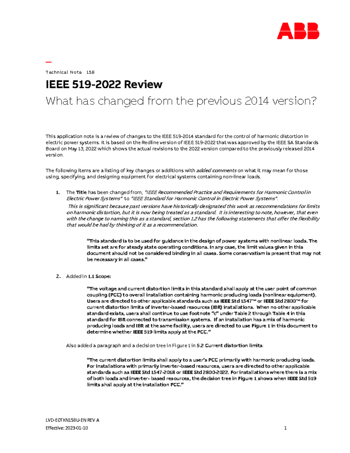 IEEE-519-2022 Technical Note: Key Changes from 2014 Version - Studocu