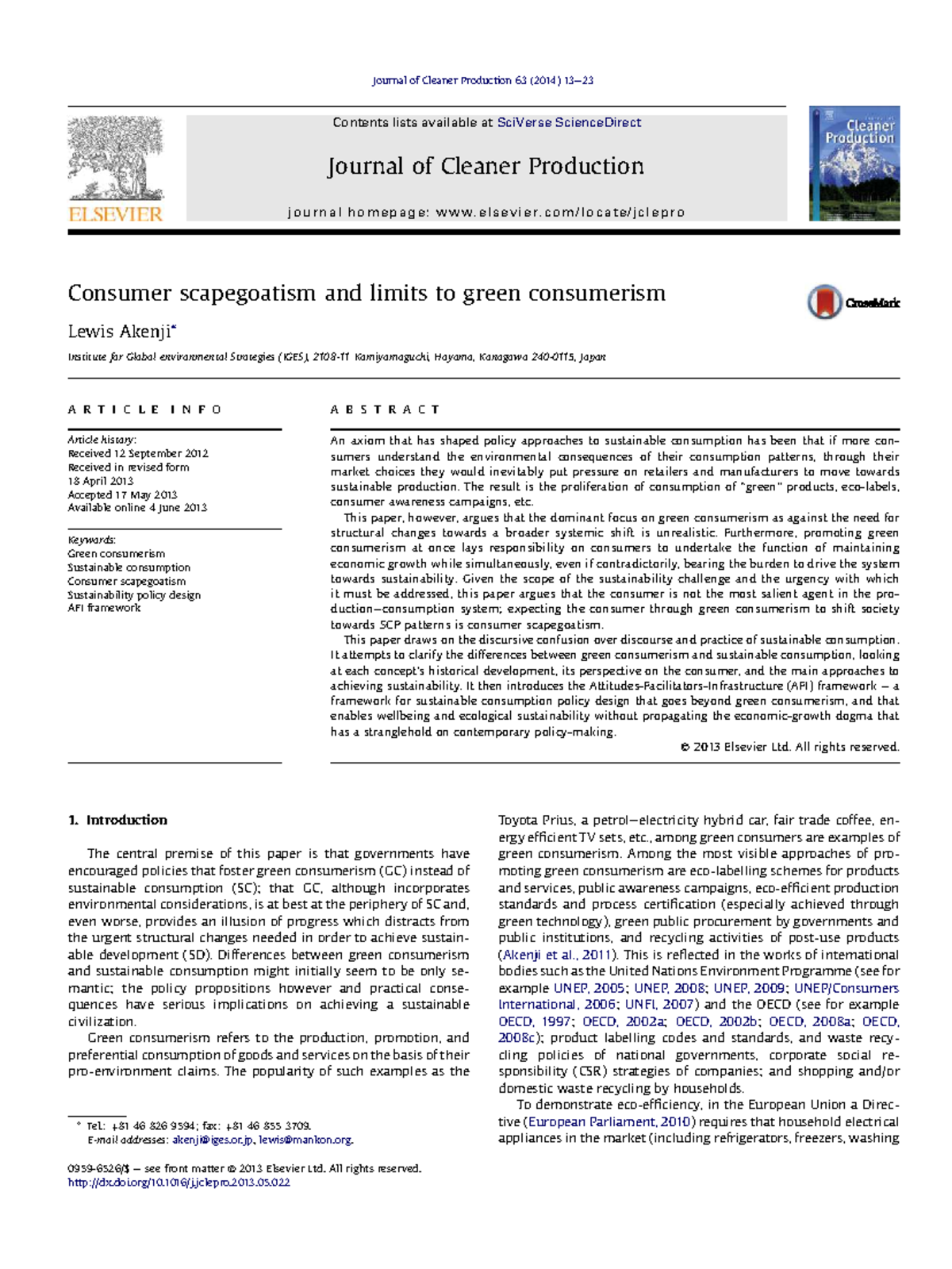 Consumer Scapegoatism: Rethinking Green Consumerism and Sustainability ...