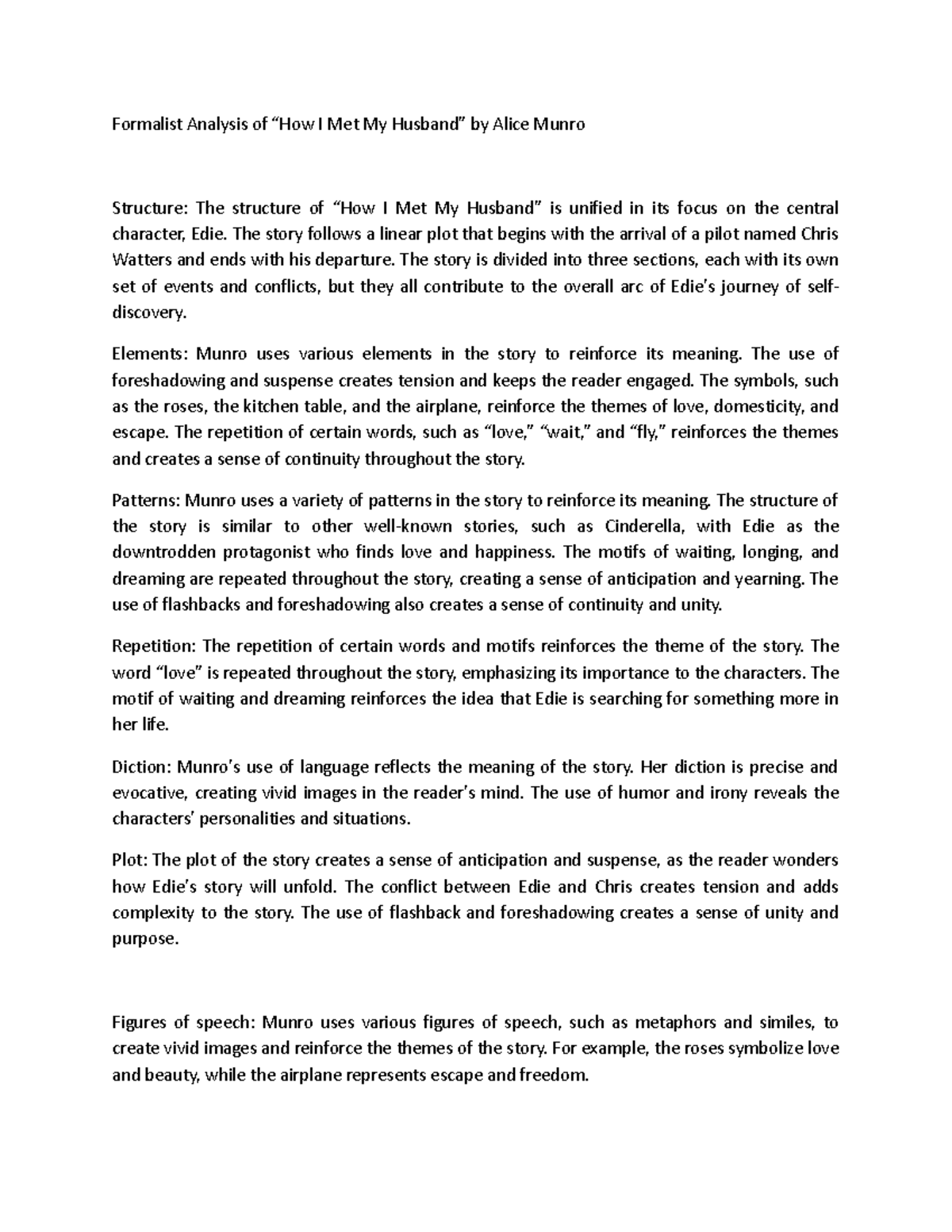 Formalist Analysis-WPS Office - Formalist Analysis of “How I Met My ...