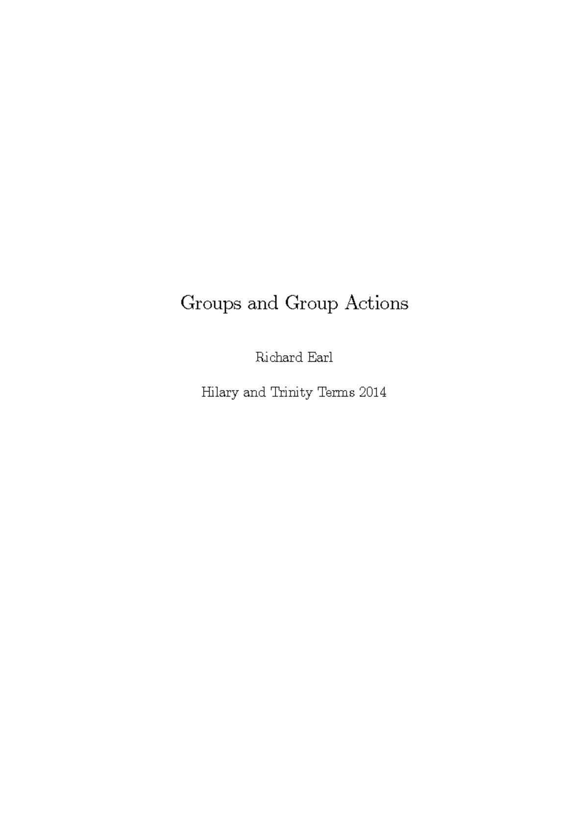 Groups and Group Actions: Lecture Notes (MATH 201) - Studocu