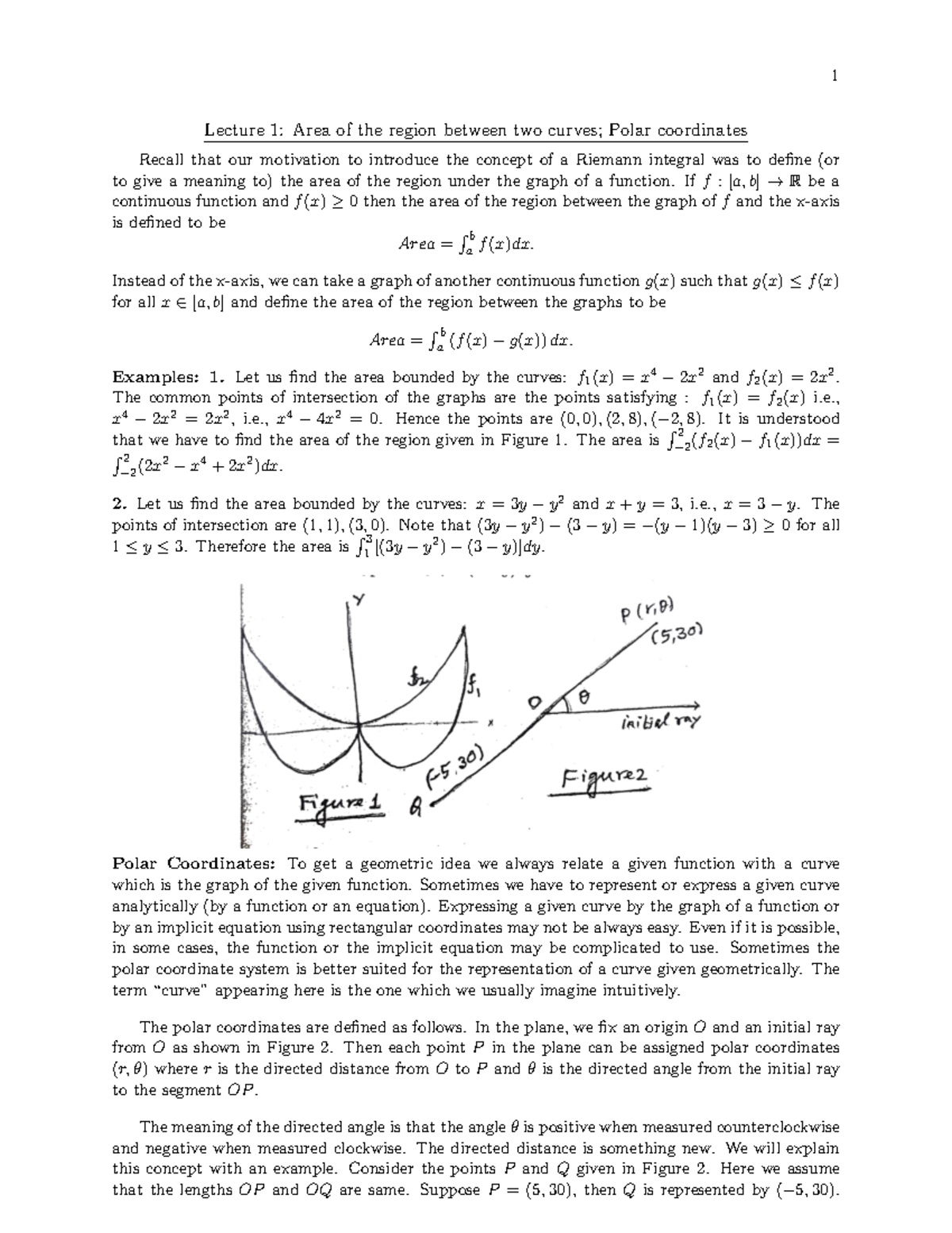 Lecture 1 - introduction - 1 Lecture 1: Area of the region between two ...