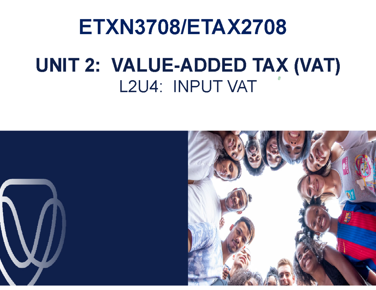 L2U4: Input VAT Overview and Key Considerations - Studocu