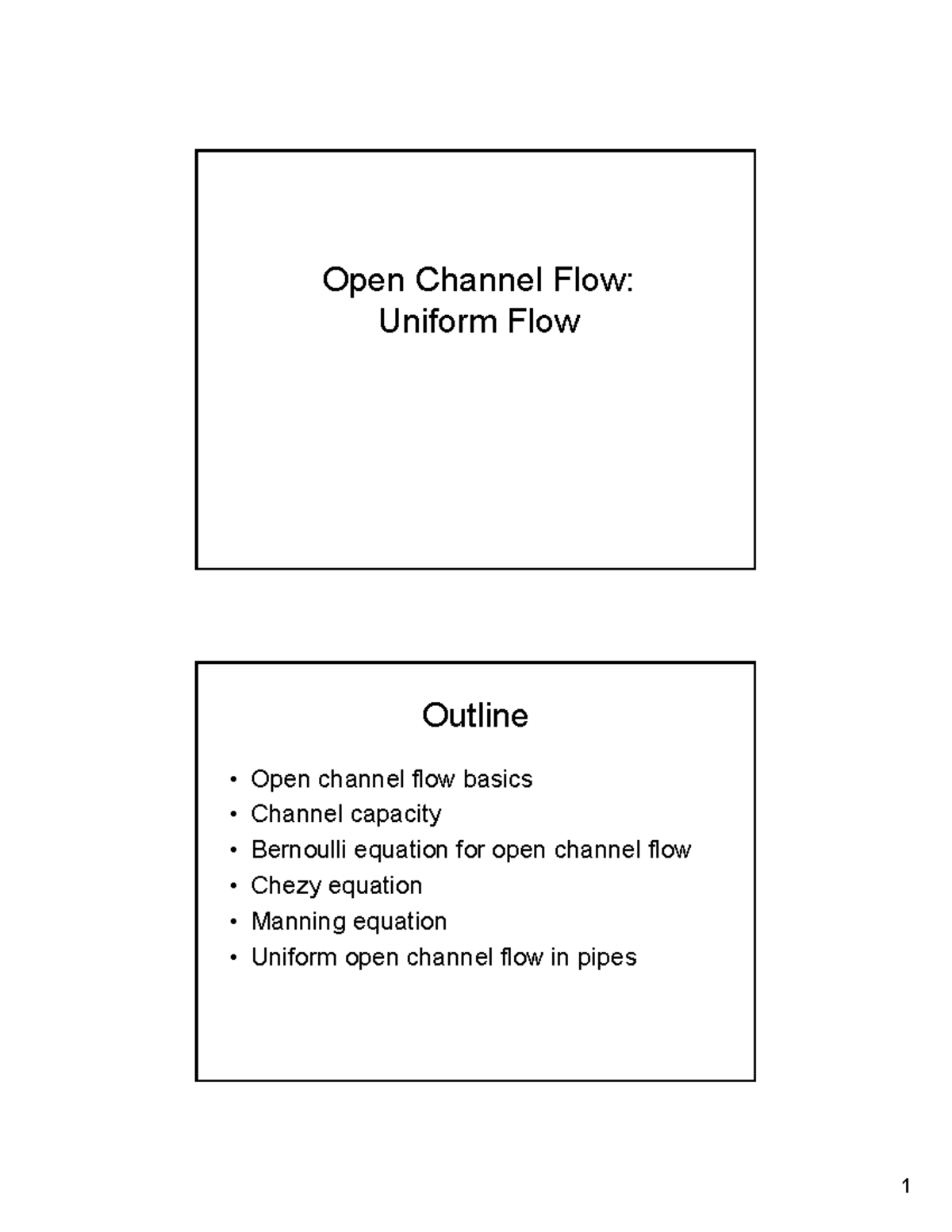 Open Channel Flow: Understanding Uniform Flow Principles (CE 301) - Studocu