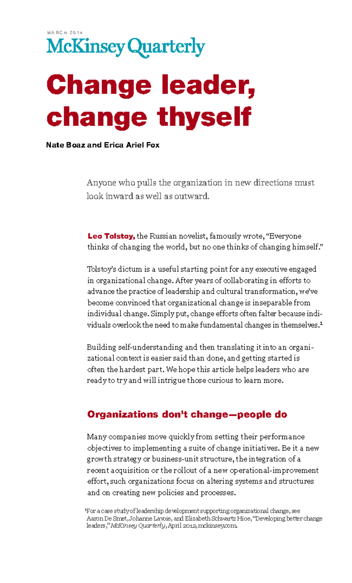 Change leader change thyself - Nate Boaz and Erica Ariel Fox Change ...