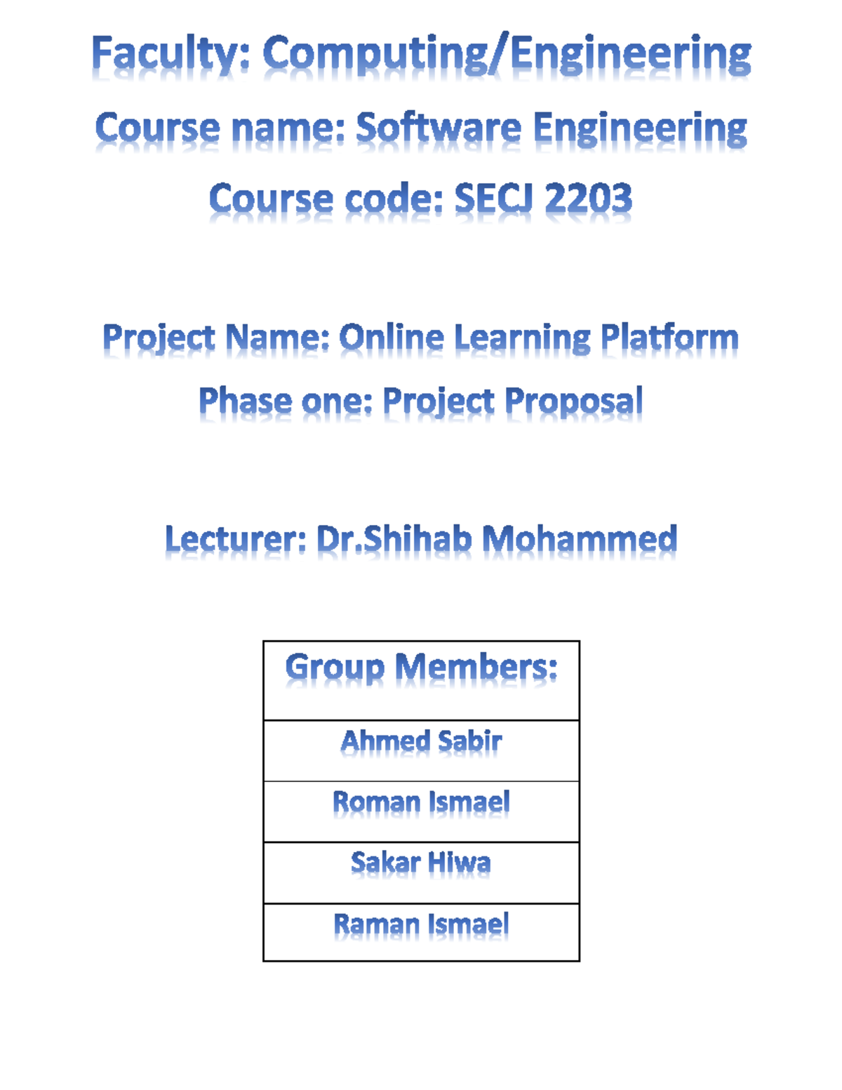 Software Engineering - Project Phase 1: Online Learning Platform ...
