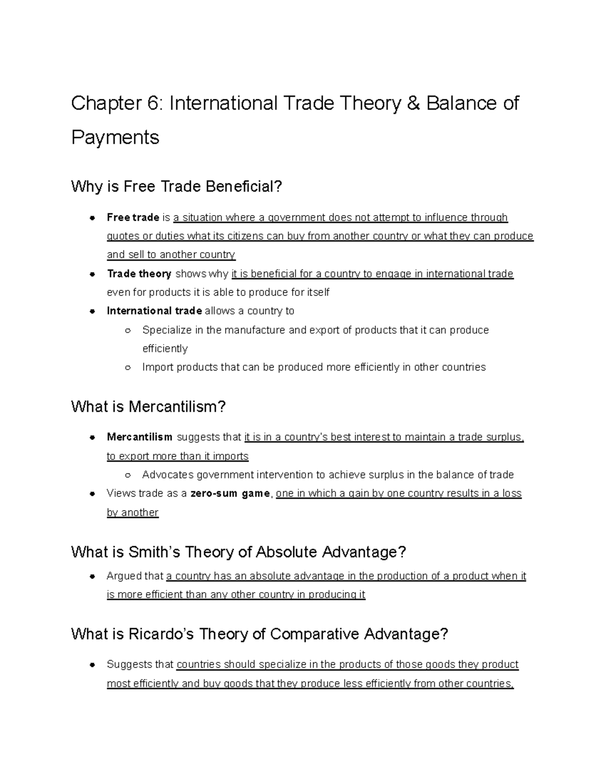 IBUS326 Chapter 6: Insights on International Trade & Balance of ...