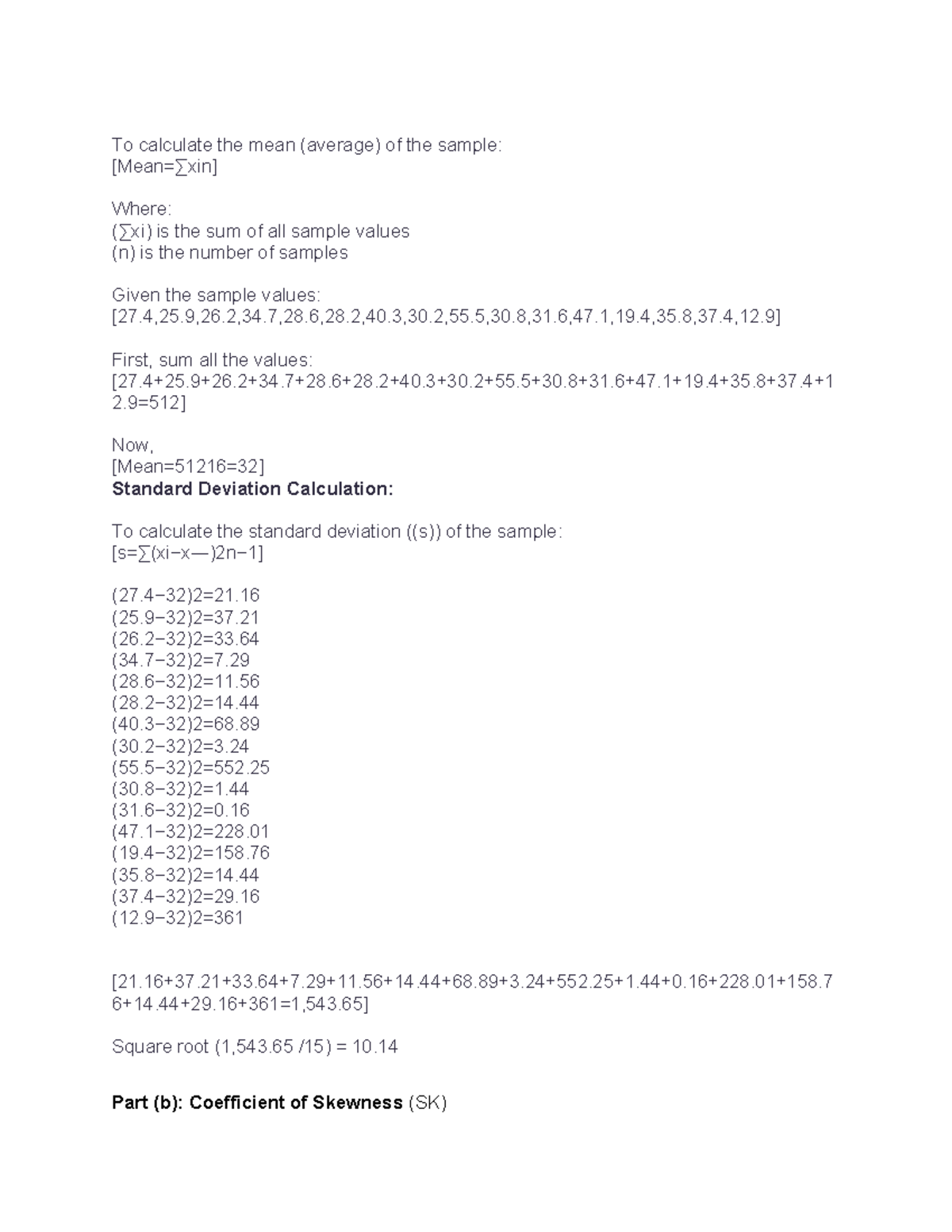 ECOR 2050 Assignment 1: Mean, Std Dev, & Outlier Analysis - Studocu