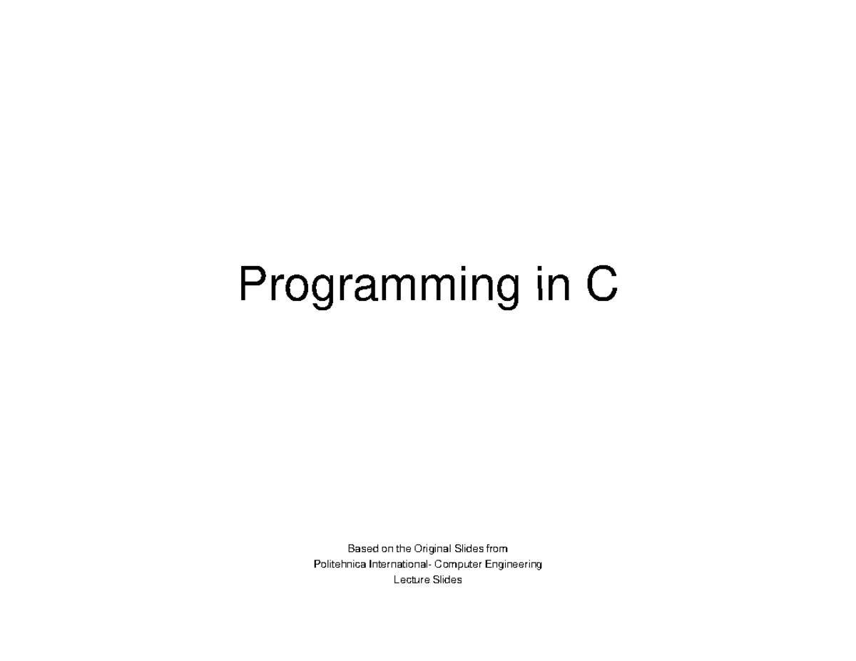 Week 2 Lecture Notes - CCC 101: Introduction to C Programming - Studocu
