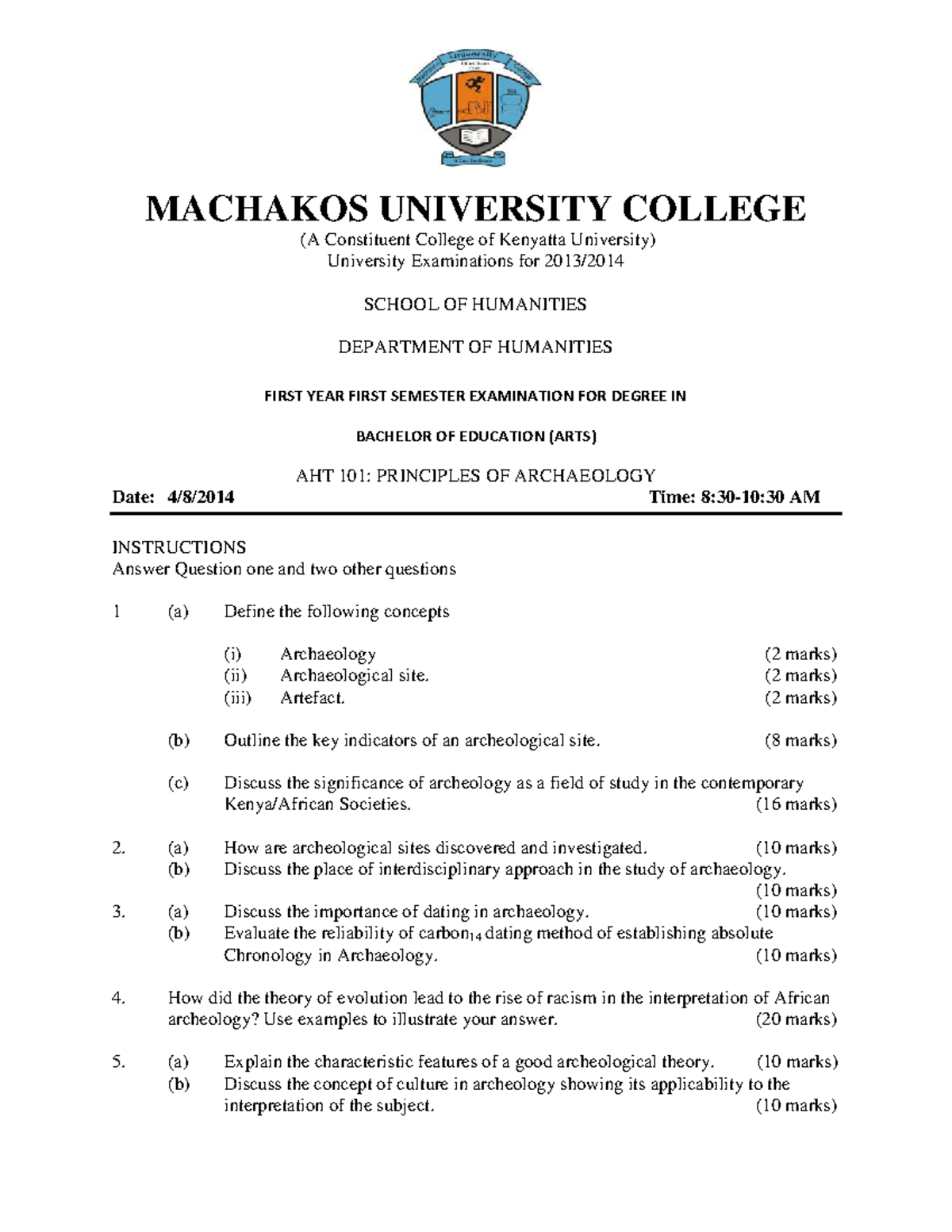 AHT 101: Final Exam Study Notes on Principles of Archaeology - Studocu