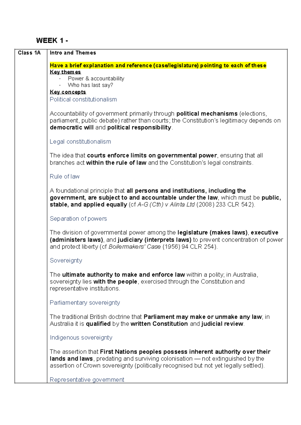Public LAW LEC Notes: Week 1-5 Overview of Constitutional Themes and ...