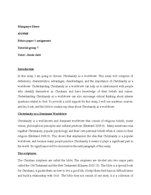 [Solved] Does worldview and reality differ from each other and give ...