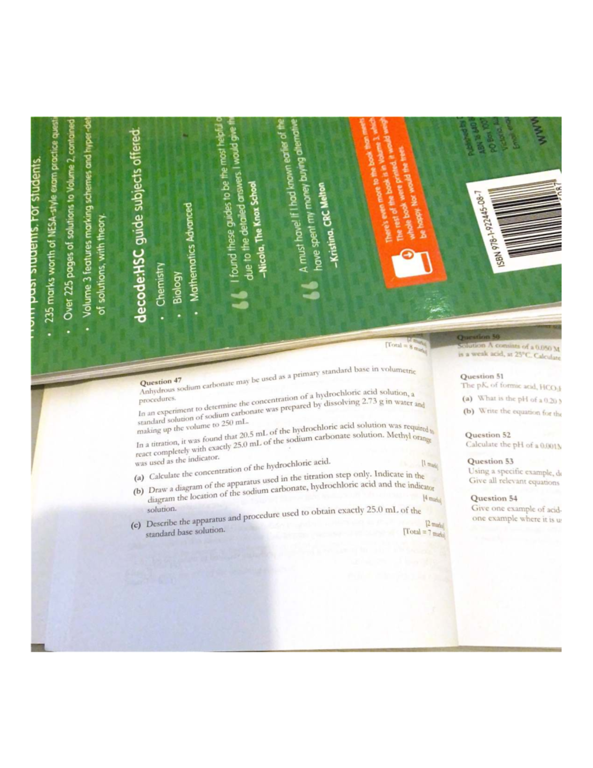 HSC Chemistry Exam Practice Questions (235 Marks) - Studocu