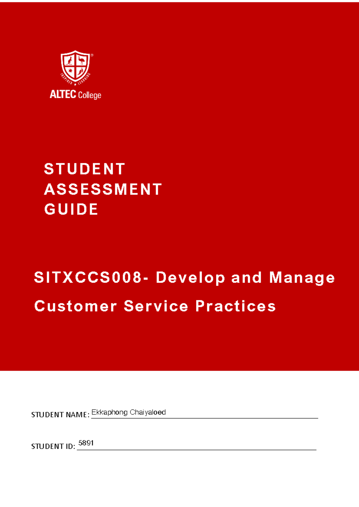 SITXCCS008 - Student Assessment Guide for Customer Service Practices ...