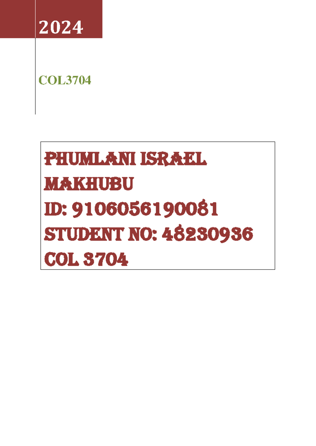 COL3704 - Assignment on National Credit Act and Consumer Rights - Studocu