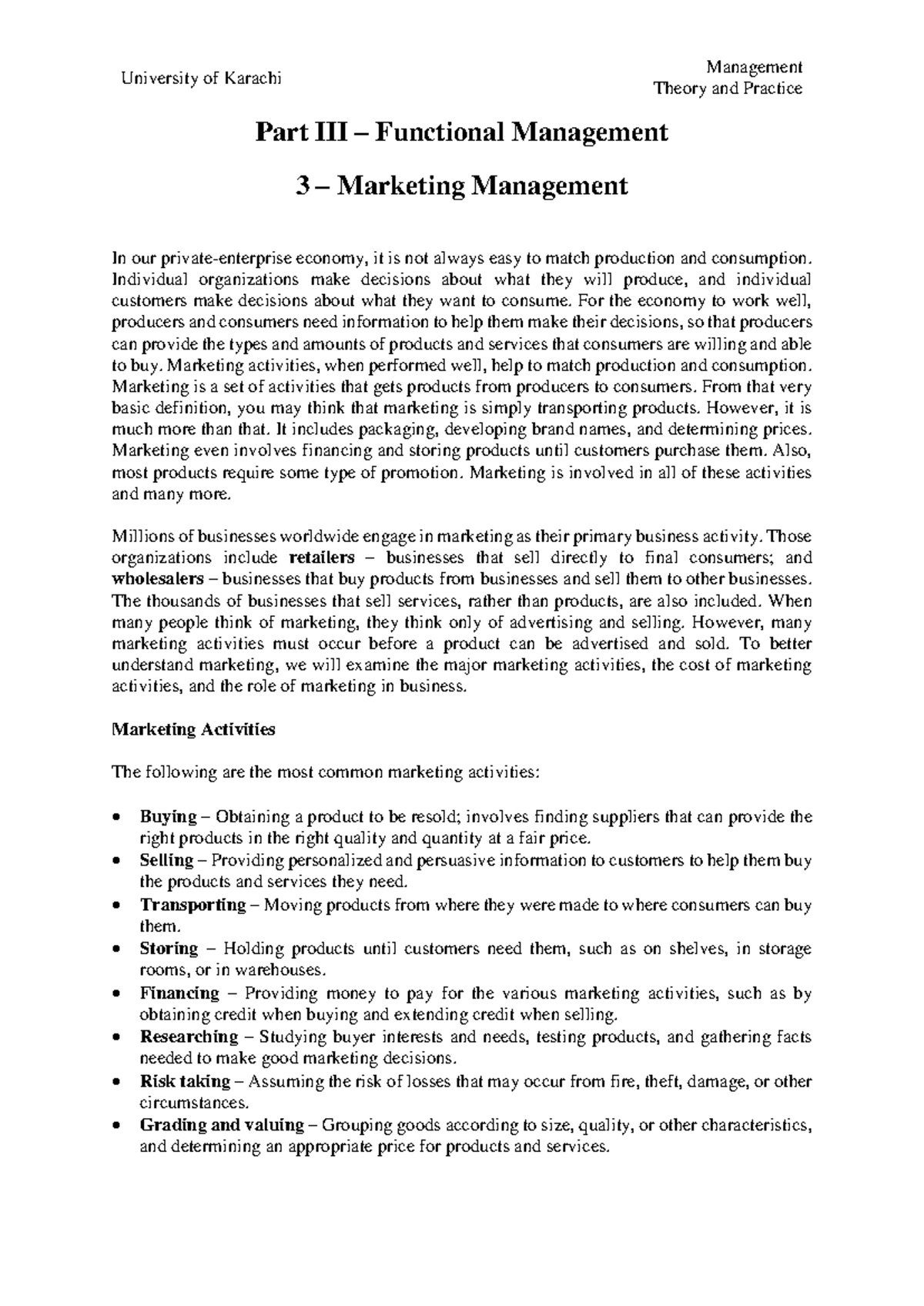 16 - Marketing Management (Part III-03) Overview and Activities - Studocu