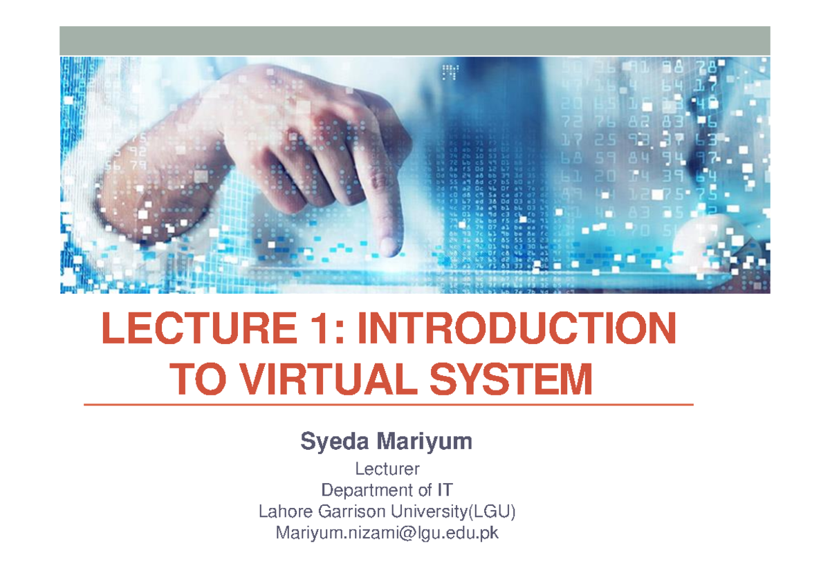 Lecture 1: Introduction to Virtual Systems - IT Department Notes - Studocu