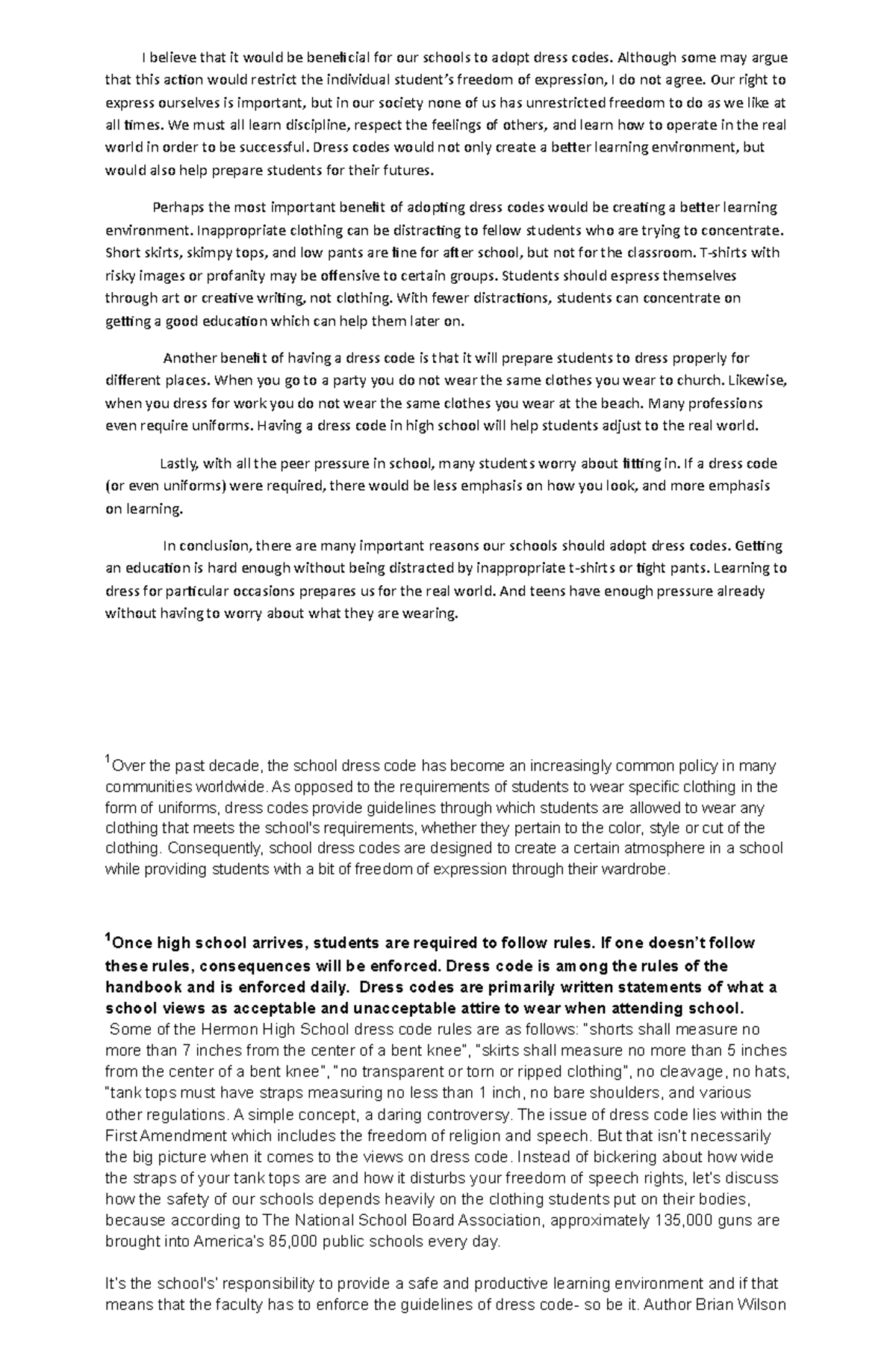 Essay - CHANT - I believe that it would be beneficial for our schools ...