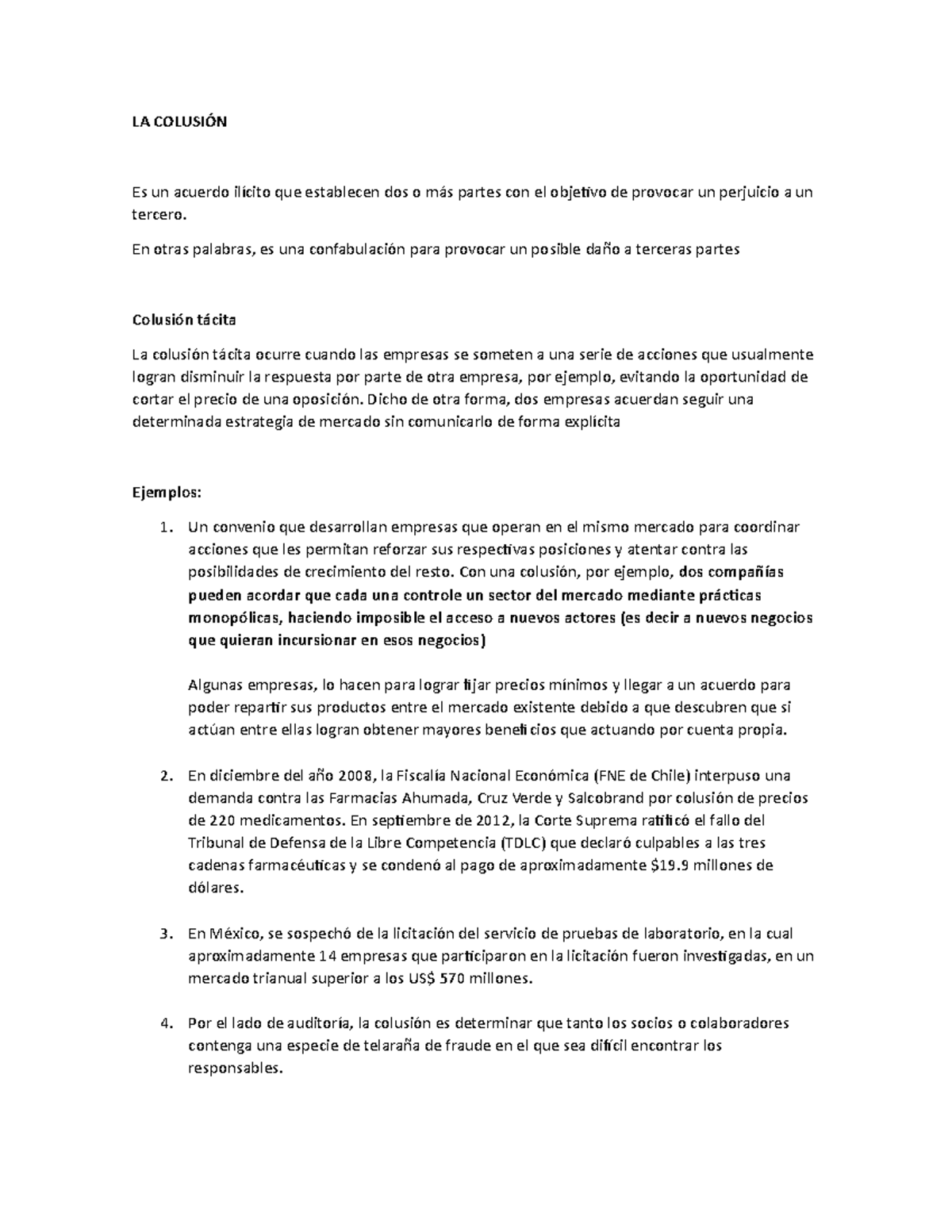 LA Colusión - resumen de colusion NIA 240 - LA COLUSIÓN Es un acuerdo ...