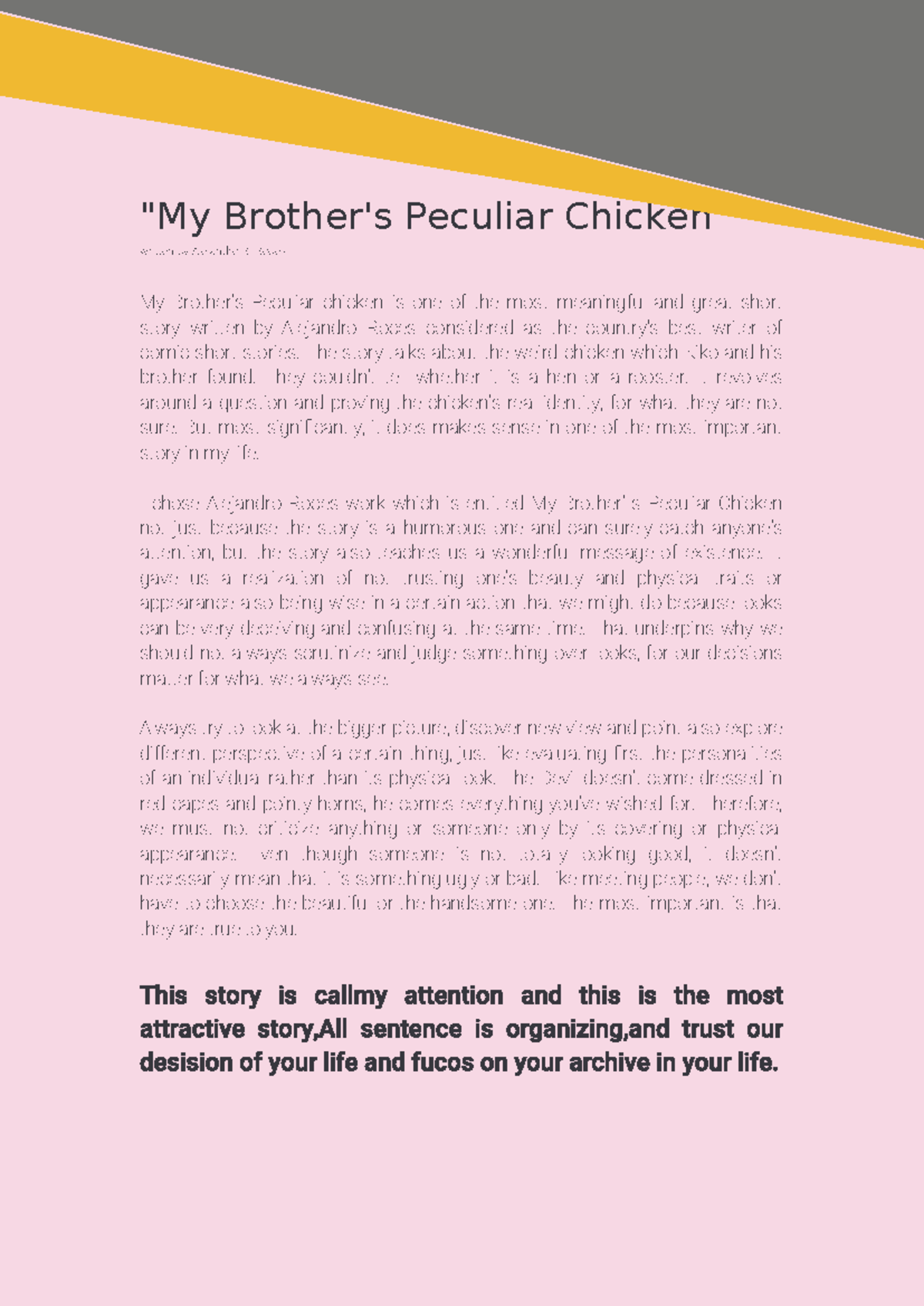 Analysis of Alejandro R. Roces' 