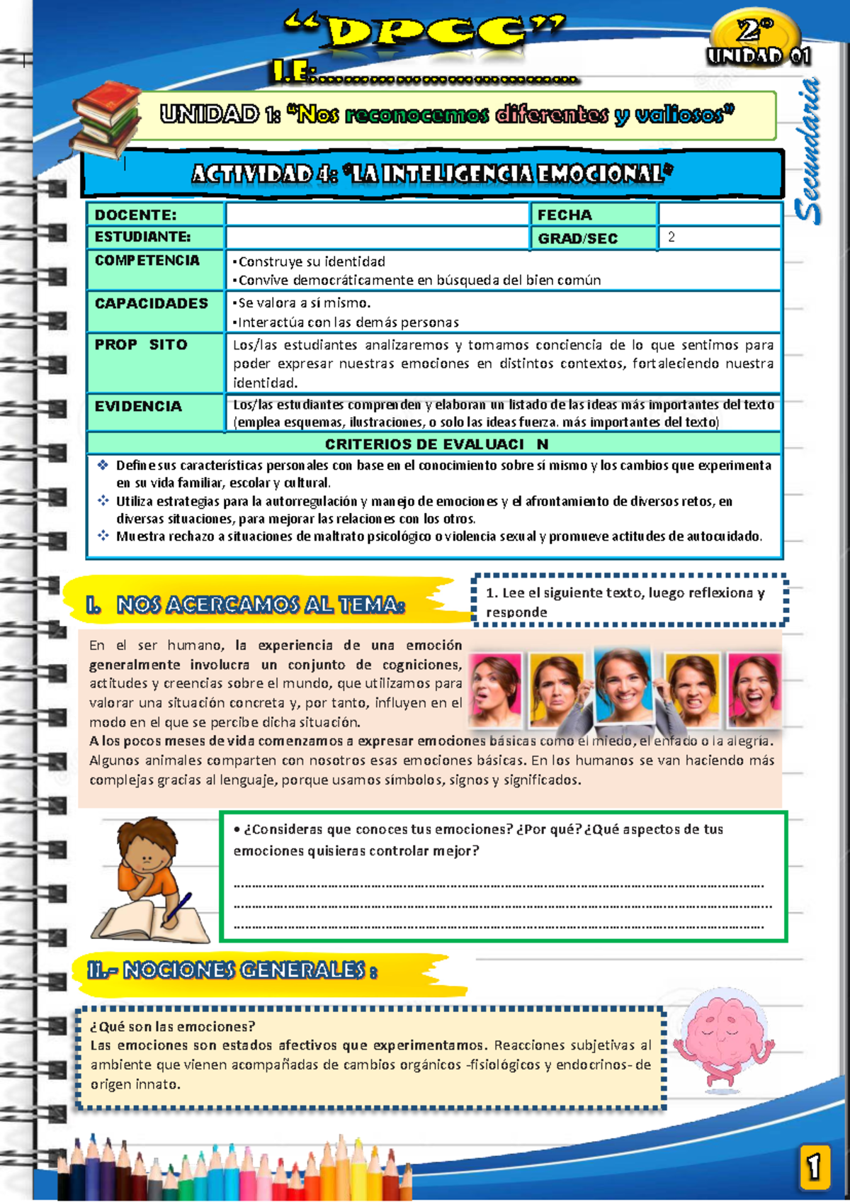 Construcción de Identidad y Emociones en Secundaria - 2° DPCC - Studocu