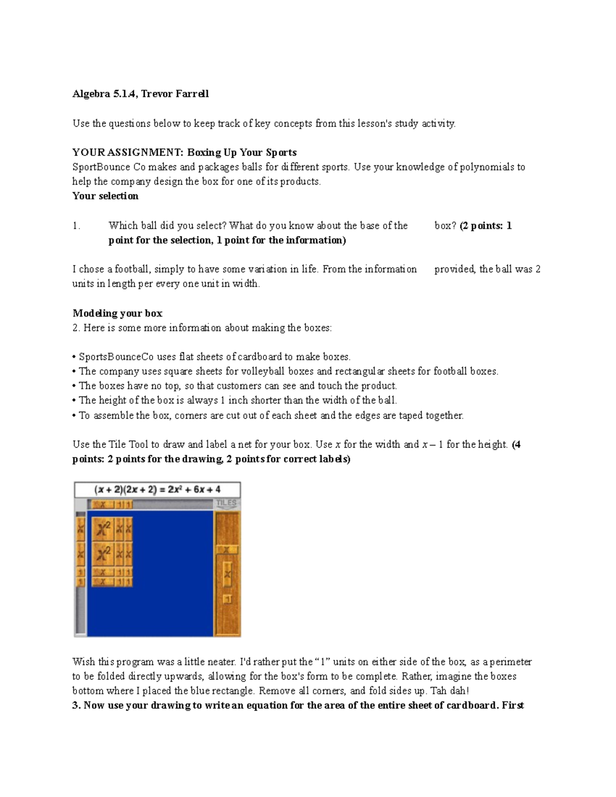 Algebra 5 - Box Design Project Notes and Key Concepts - Studocu