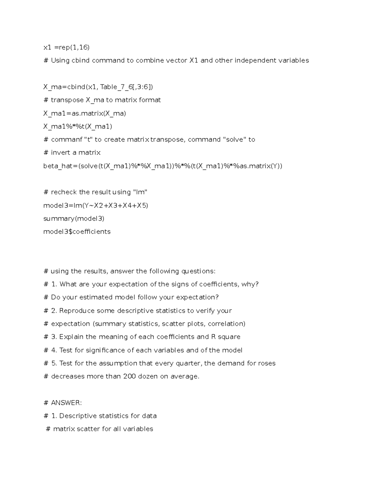 Econometrics Lecture Notes: R-Script Applications and Analysis - Studocu