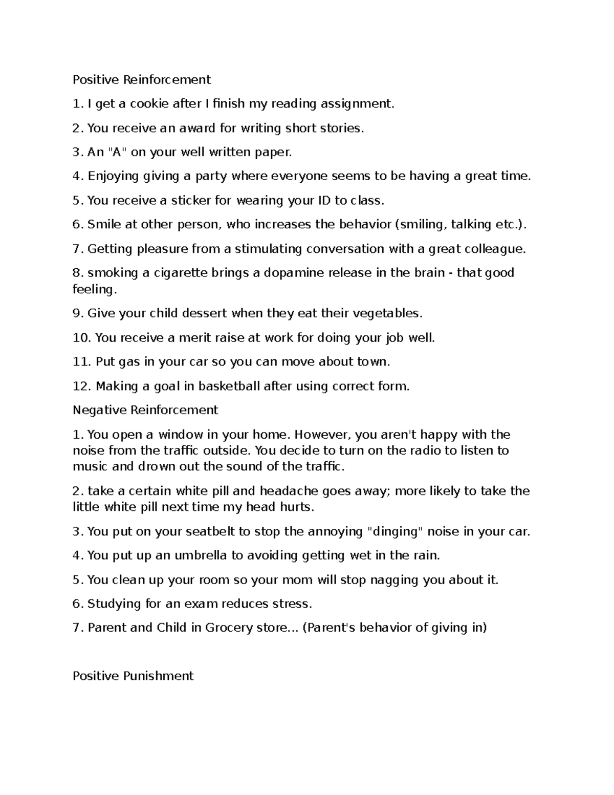 Operant Conditioning Examples: Positive & Negative Reinforcement - Studocu