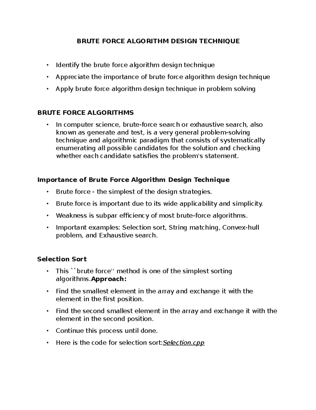 Brute Force Algorithm Design Technique - BRUTE FORCE ALGORITHM DESIGN ...