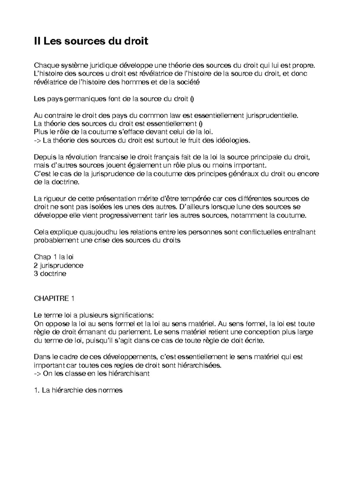 Introduction au Droit: Les Sources du Droit (II) - Studocu