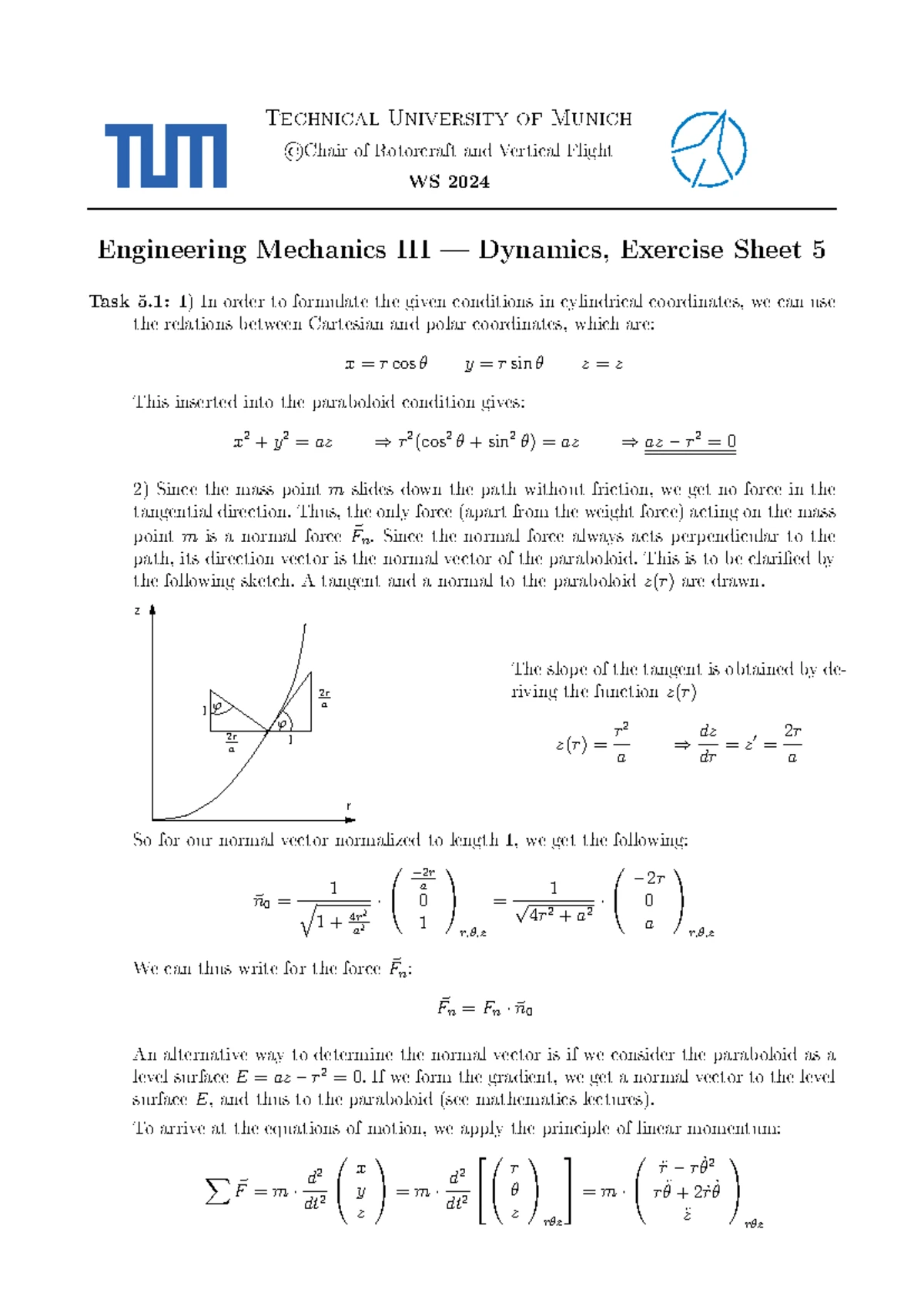 Engineering Mechanics Dynamics WS22 Exercise Solutions for TLM - Studocu