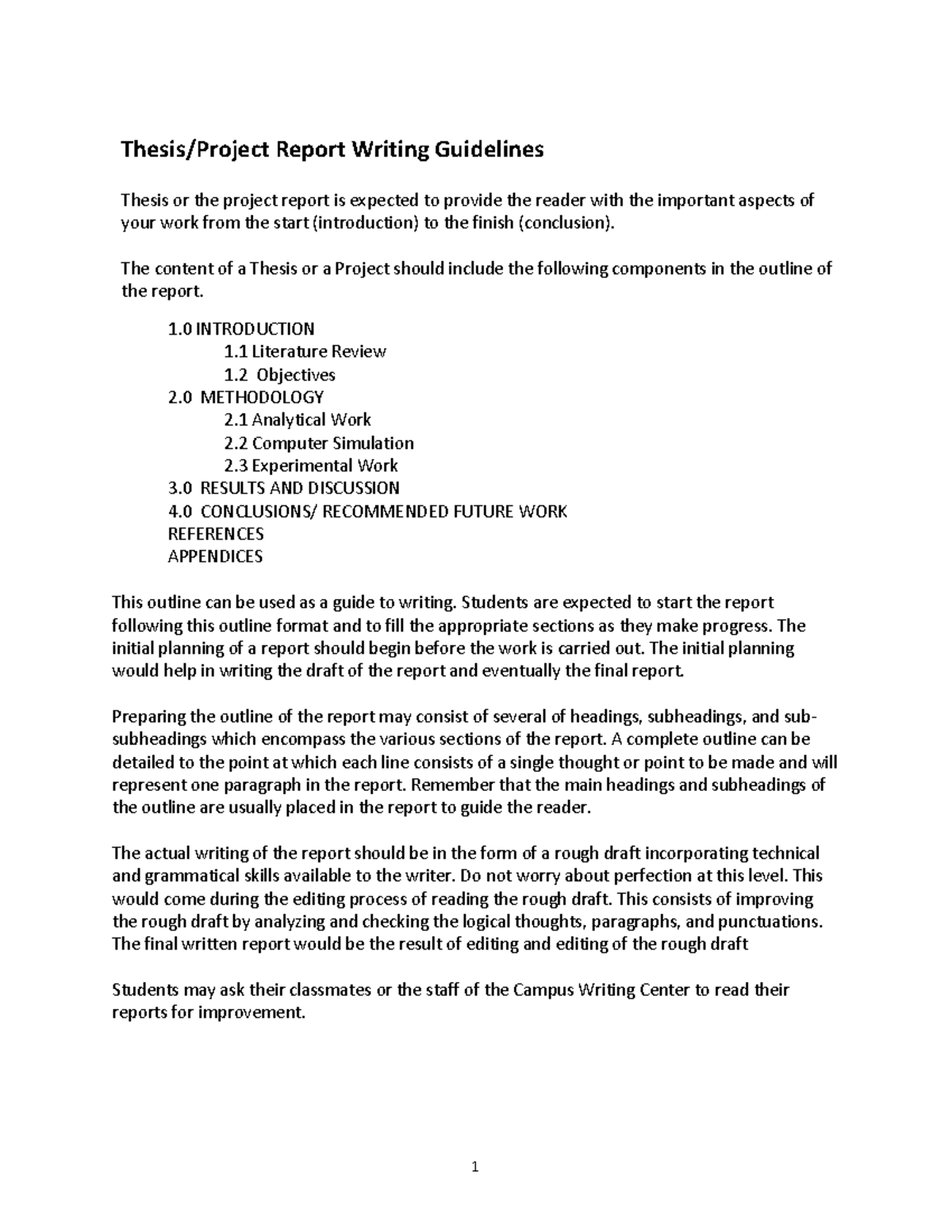 MSME Project Report Writing Guidelines: A Comprehensive Outline - Studocu